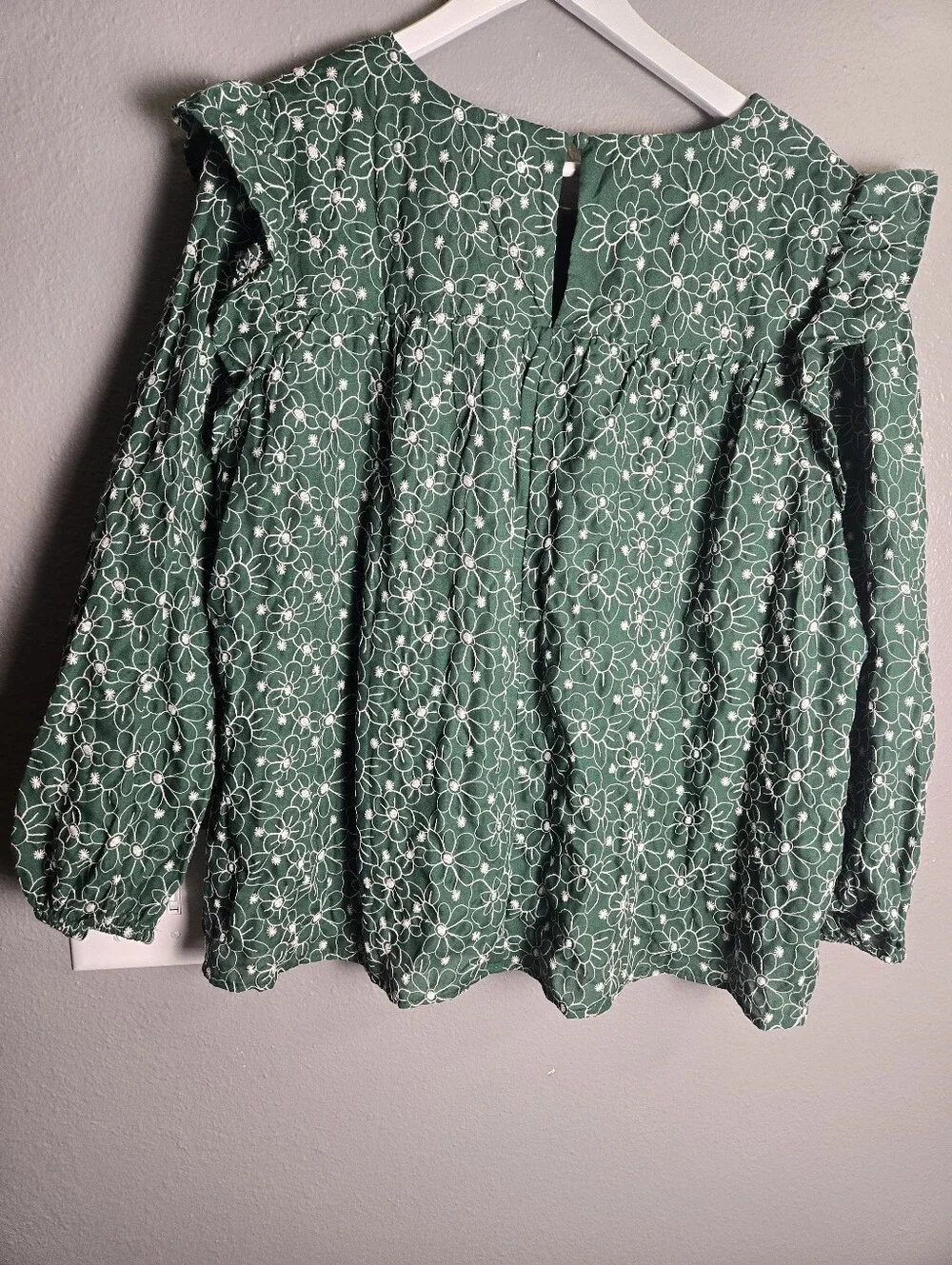 Hayden Los Angeles Green Floral Eyelet Boho Ruffle Sleeve Size 1X